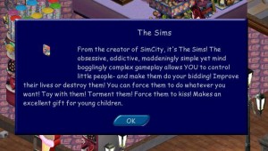 The Sims Comic Sans in-game text