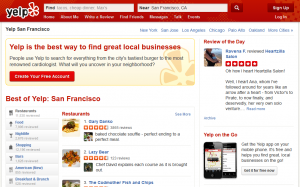 Yelp.com, a good example of a web 2.0 website