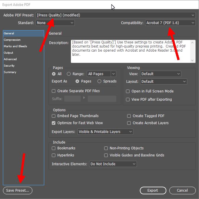 Building a custom PDF preset in Adobe InDesign