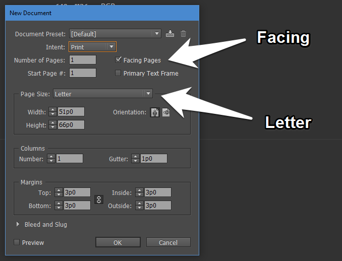 Creating a New Document in InDesign