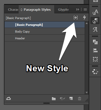 Creating a New Style in InDesign