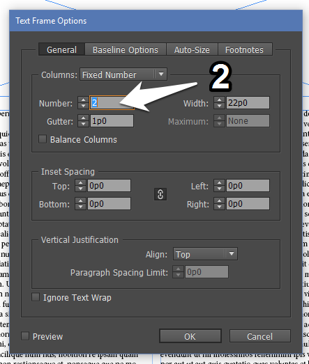 Setting Up 2 Columns for Text Frame in InDesign