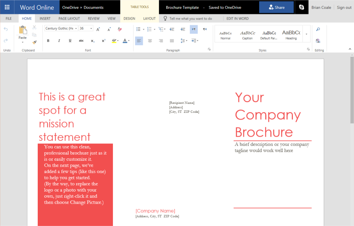 How to Create a Trifold Brochure in Word Online In Ms Word Brochure Template